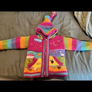 Size 2T knit zip-up hooded sweater